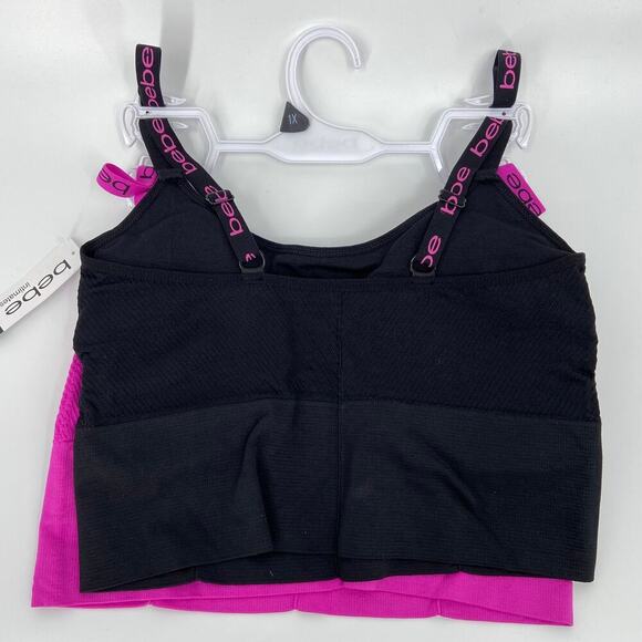 Bebe Seamless Comfort Bras 2 Pack Size 1X Black Pink Longline - Picture 7 of 9